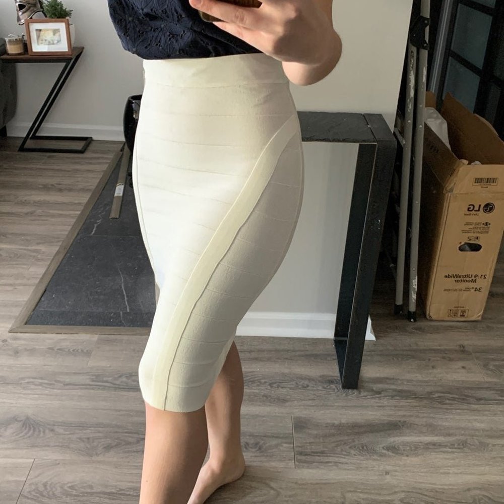 Bebe White Bandage Pencil Skirt